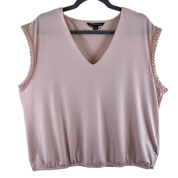 Zac & Rachel Woman Pale Pink Sleeveless V-Neck Blouse Crochet Detail Size 1X - Picture 1 of 7